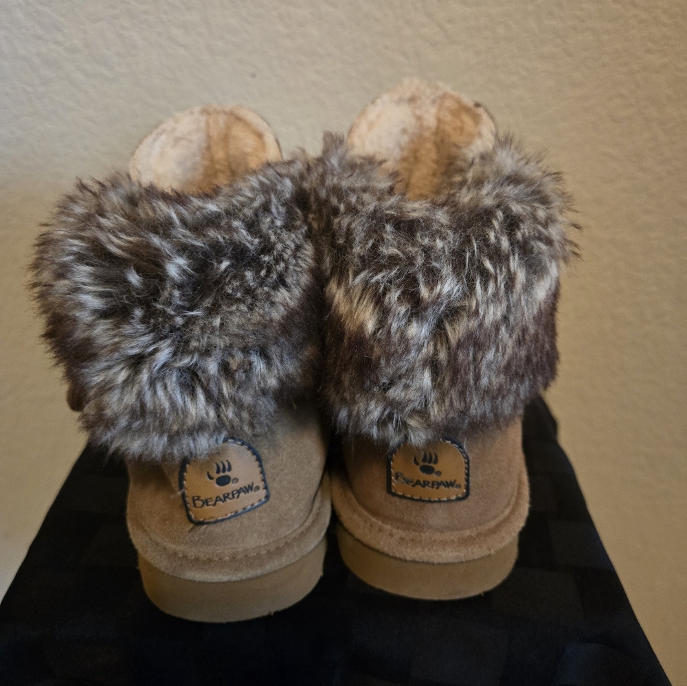 Bearpaw Brown Fur-Lined Ankle Boots - Picture 4 of 5